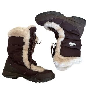 The North Face Nuptse Womens 9.5 Brown Insulated Snow Boots Winter Mountains